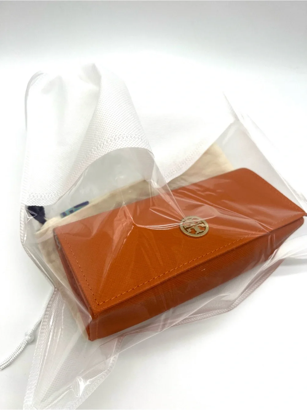 Tory Burch Orange Sunglasses Case Like New & NWOT Dust Bag Set Authentic